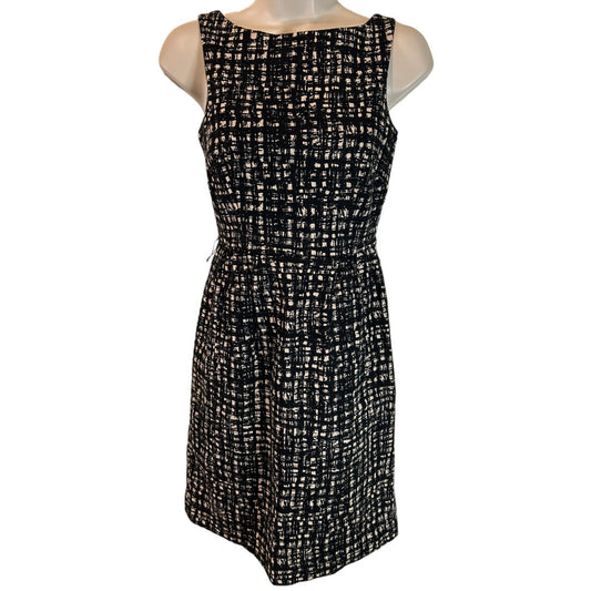 Michael Michael Kors Sleeveless Tweed Dress Black Beige Cocktail Party Elegant