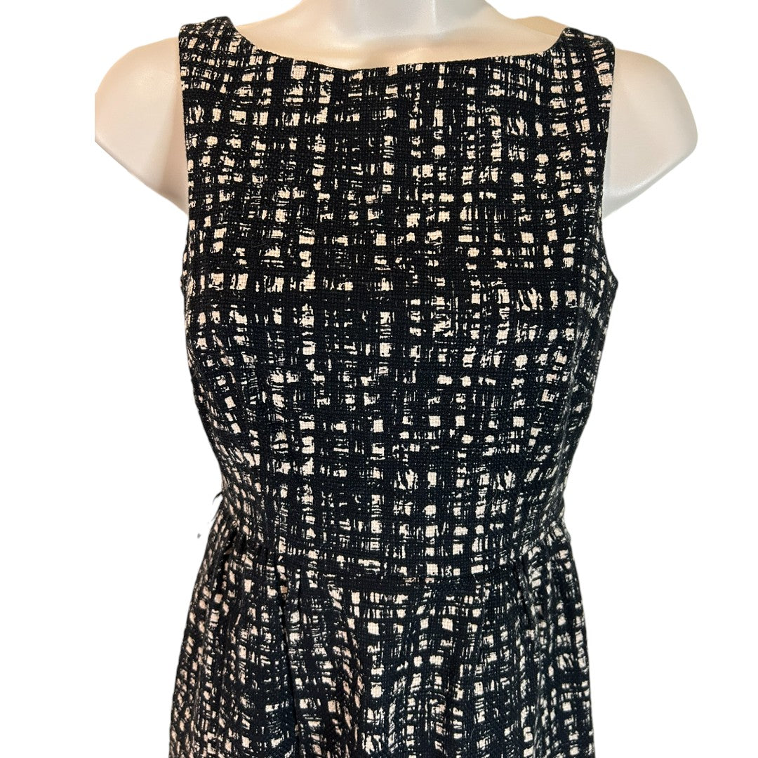 Michael Michael Kors Sleeveless Tweed Dress Black Beige Cocktail Party Elegant