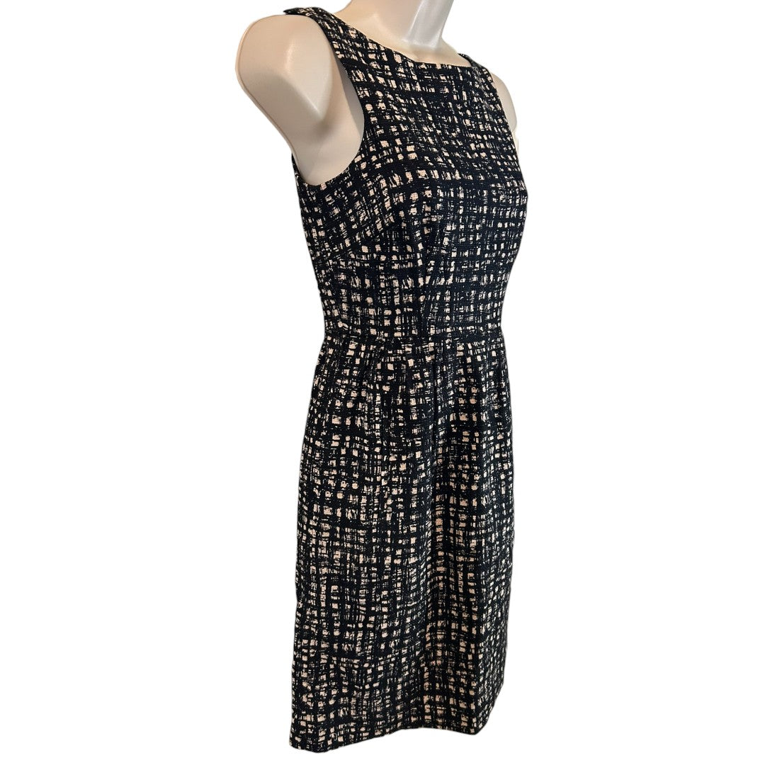 Michael Michael Kors Sleeveless Tweed Dress Black Beige Cocktail Party Elegant