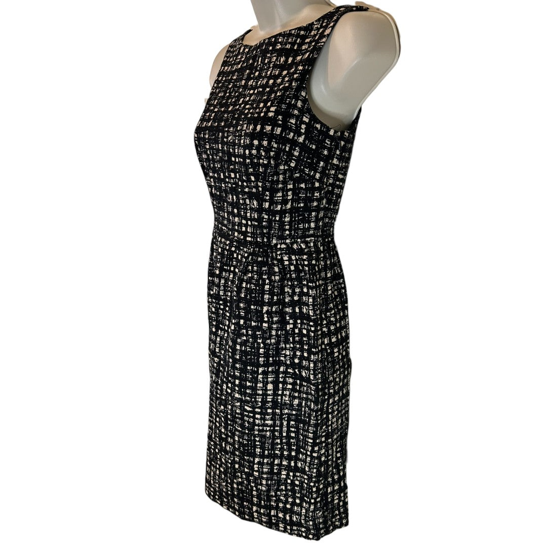 Michael Michael Kors Sleeveless Tweed Dress Black Beige Cocktail Party Elegant