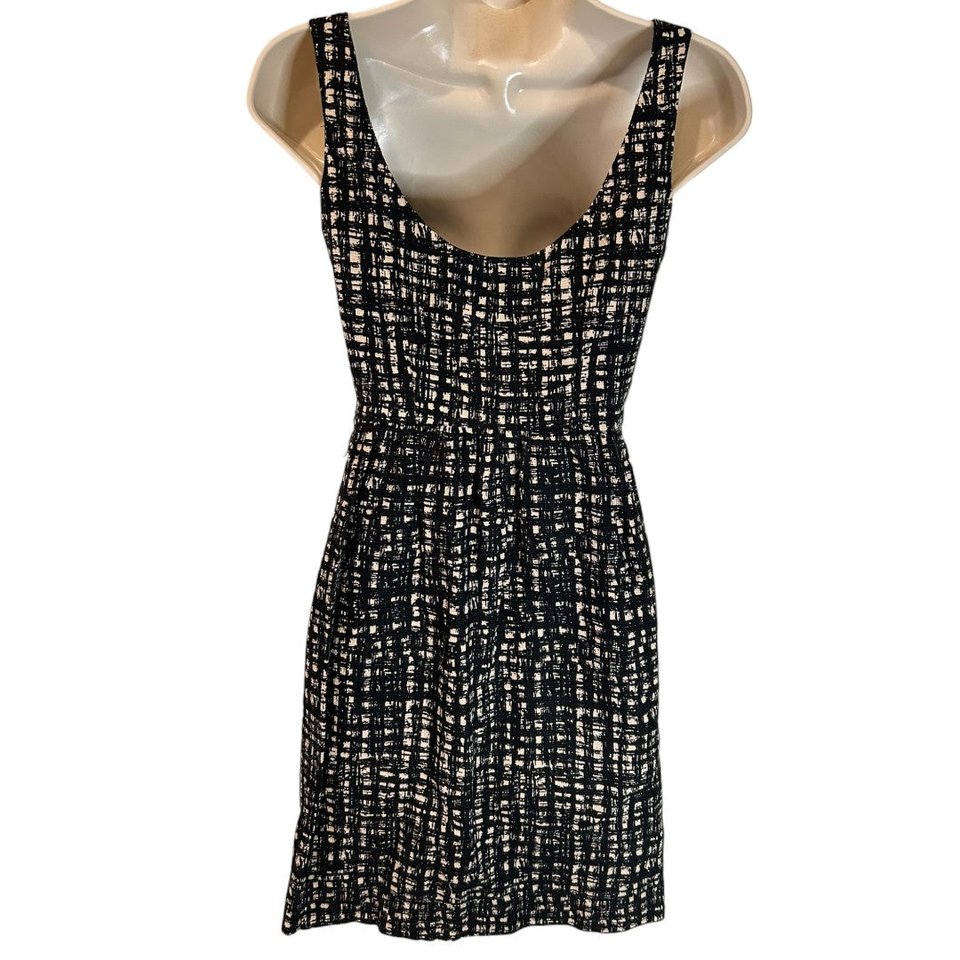 Michael Michael Kors Sleeveless Tweed Dress Black Beige Cocktail Party Elegant