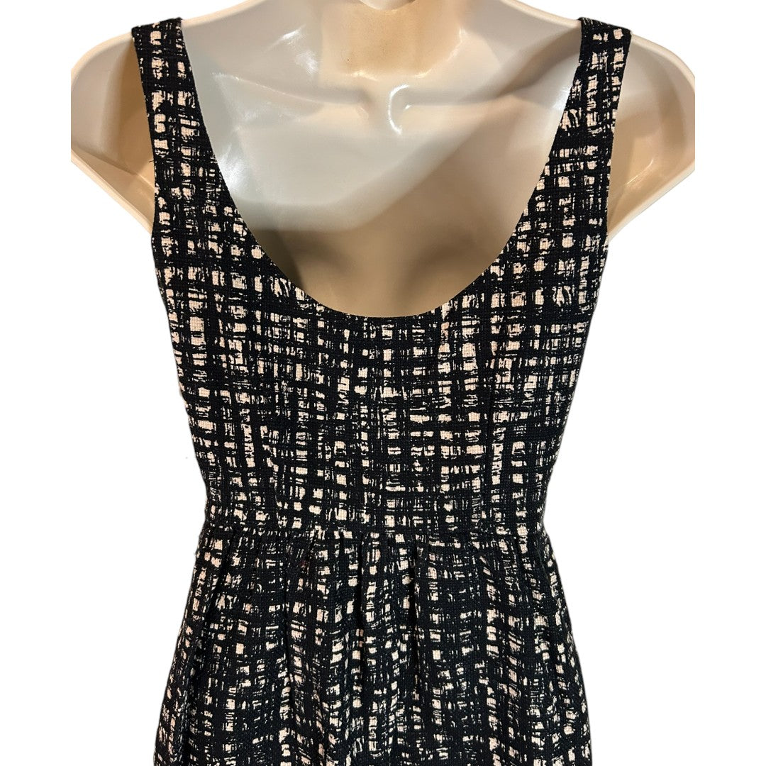 Michael Michael Kors Sleeveless Tweed Dress Black Beige Cocktail Party Elegant