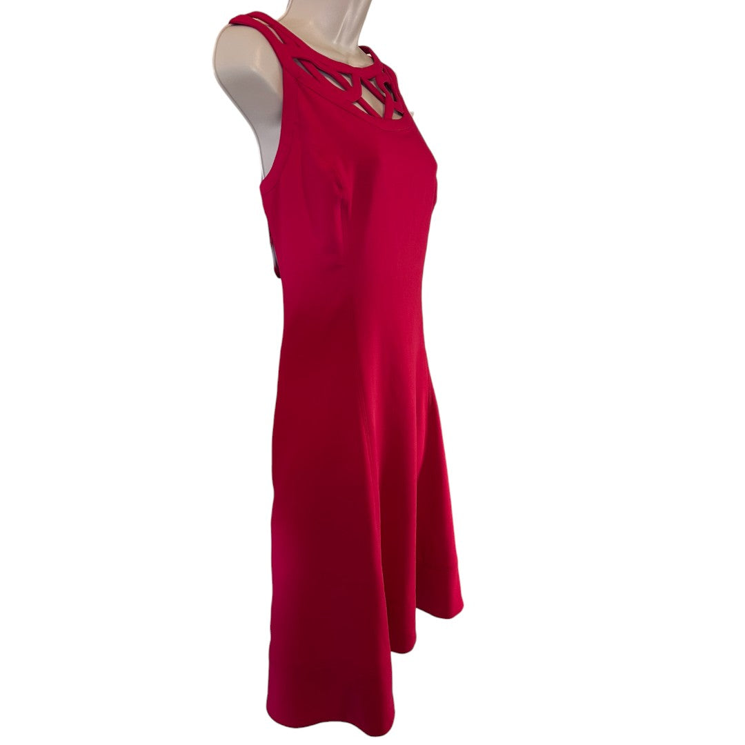 White House Black Market Red Cutout Neckline Sleeveless Flare