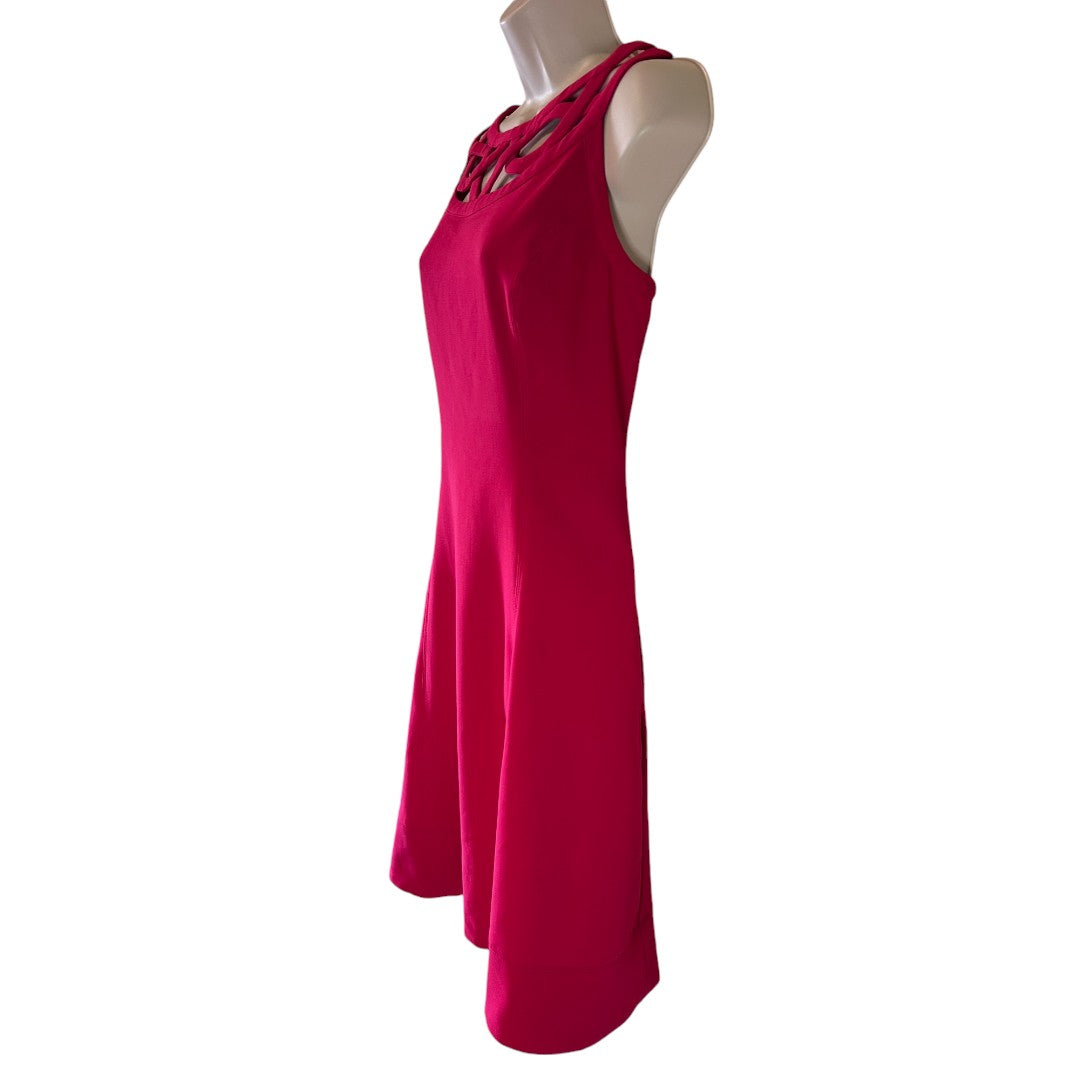 White House Black Market Red Cutout Neckline Sleeveless Flare