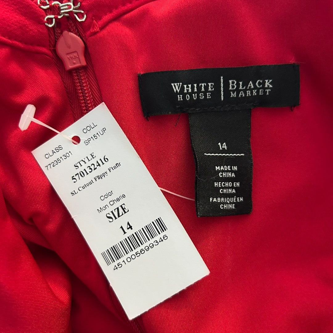 White House Black Market Red Cutout Neckline Sleeveless Flare