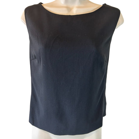 MaxMara Pure Virgin Wool Sleeveless Shell Top Classic Black Italian Luxury