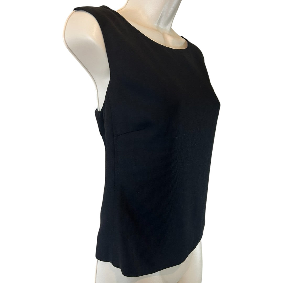 MaxMara Pure Virgin Wool Sleeveless Shell Top Classic Black Italian Luxury