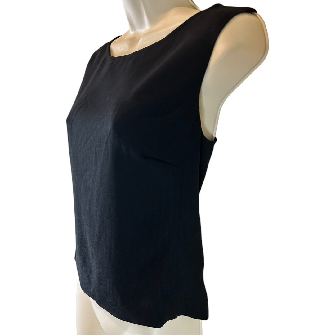 MaxMara Pure Virgin Wool Sleeveless Shell Top Classic Black Italian Luxury