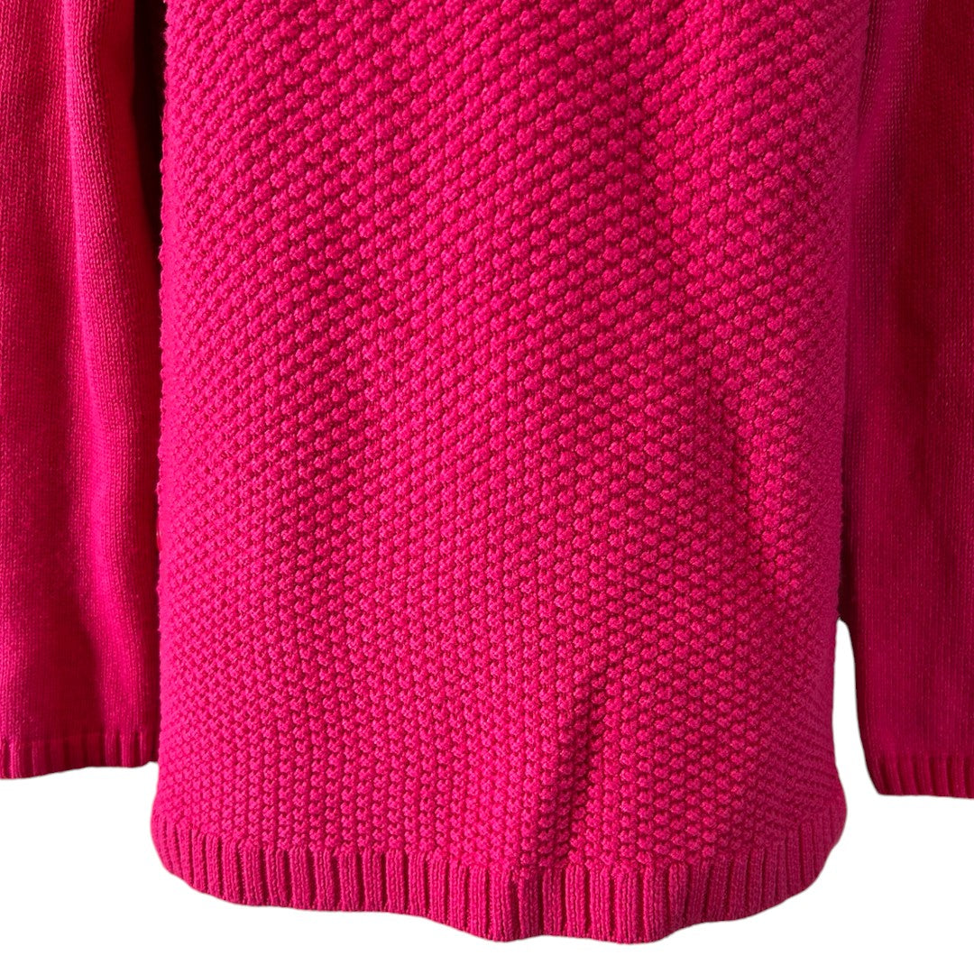 Talbots Hot Pink Textured Turtleneck Sweater Cotton Blend Knit Pullover