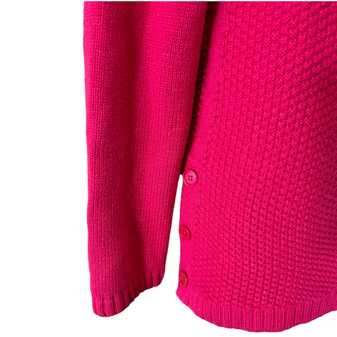 Talbots Hot Pink Textured Turtleneck Sweater Cotton Blend Knit Pullover