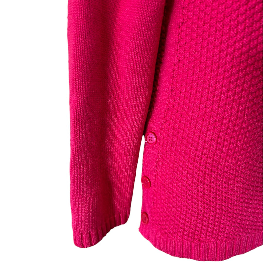 Talbots Hot Pink Textured Turtleneck Sweater Cotton Blend Knit Pullover