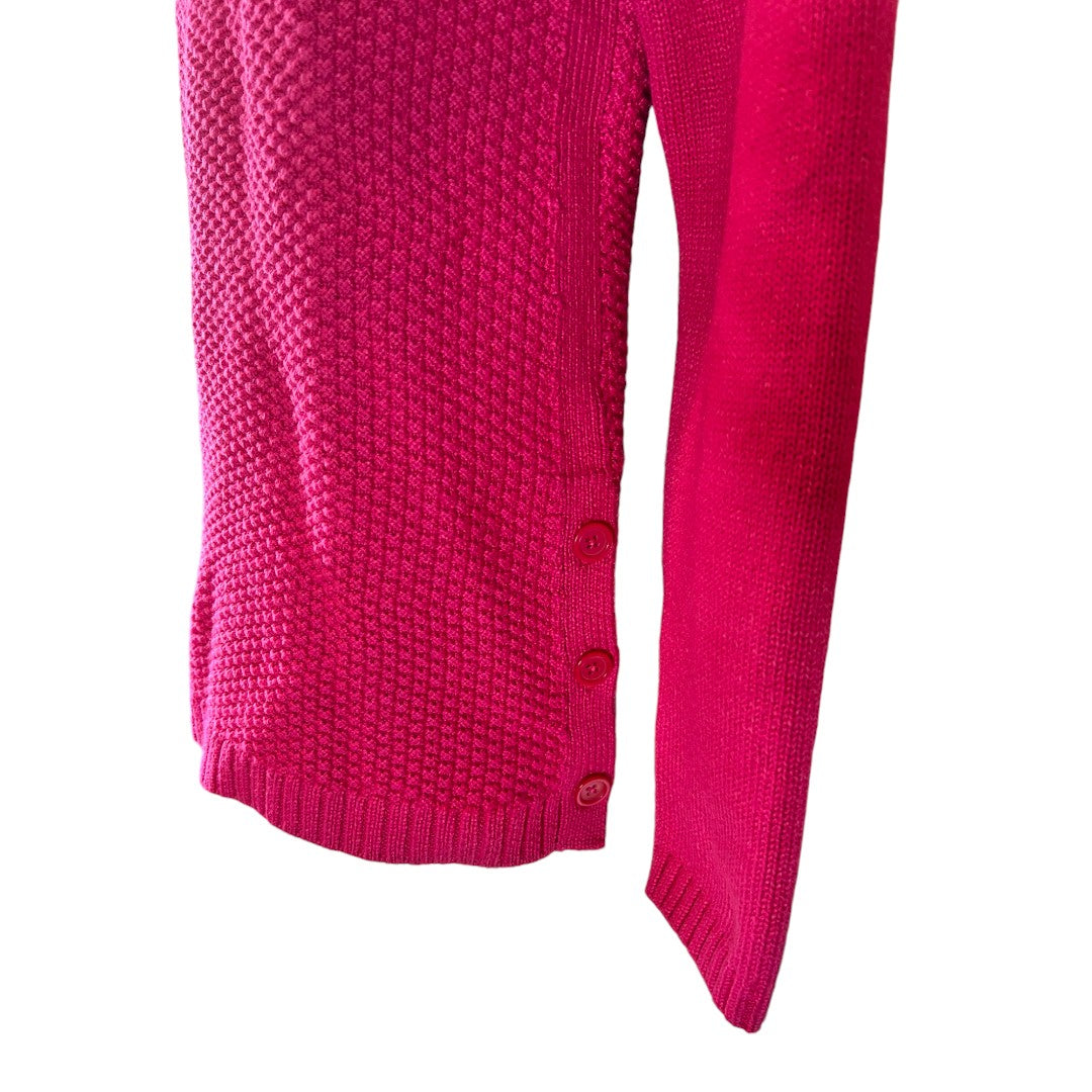 Talbots Hot Pink Textured Turtleneck Sweater Cotton Blend Knit Pullover