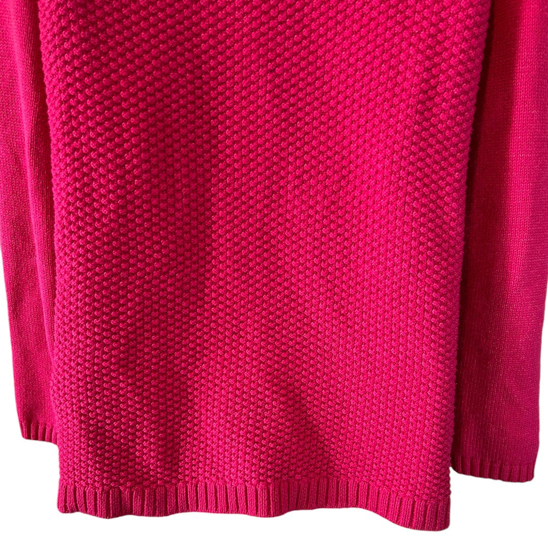 Talbots Hot Pink Textured Turtleneck Sweater Cotton Blend Knit Pullover