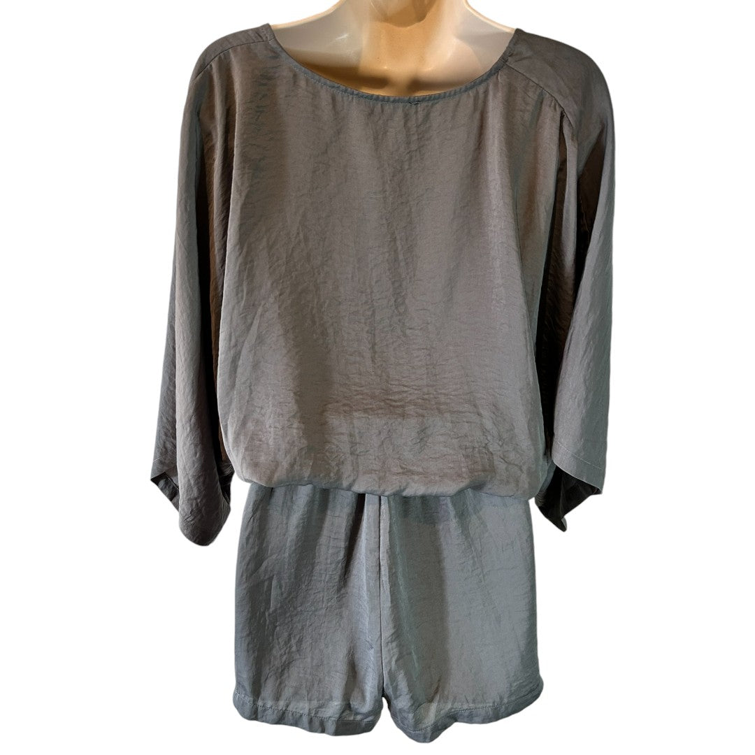 Lulus Gray Kimono Sleeve Faux Wrap Romper Boho Chic Casual Party