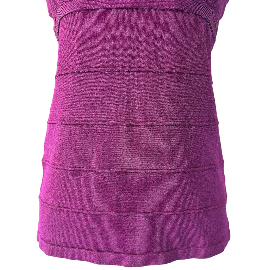 Cache Purple Bandage Top Square Neck Blouse