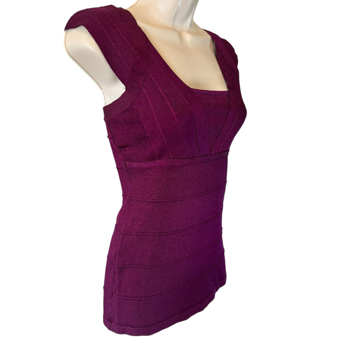 Cache Purple Bandage Top Square Neck Blouse