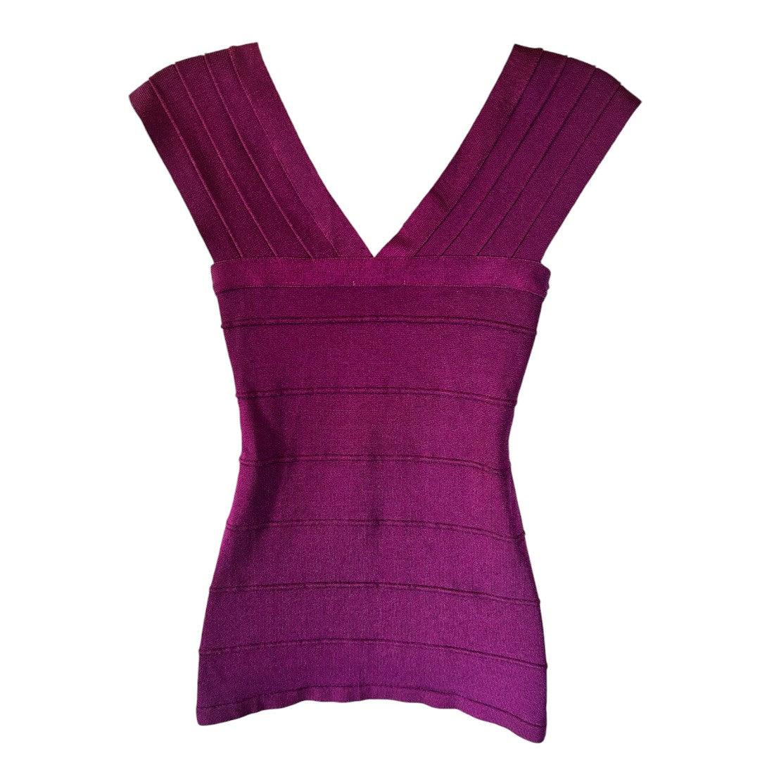 Cache Purple Bandage Top Square Neck Blouse