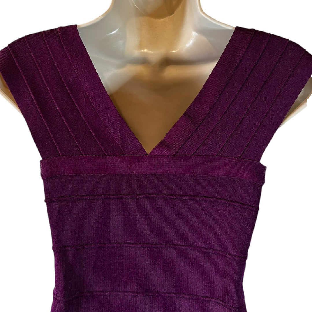 Cache Purple Bandage Top Square Neck Blouse