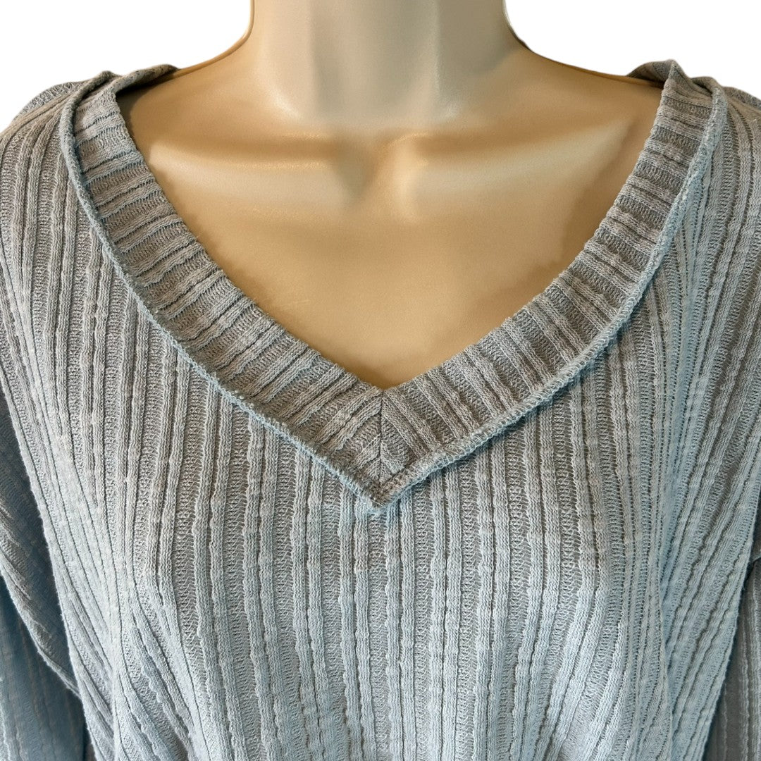 Altard State Ribbed Cropped V-Neck Long Sleeve Sweater Casual Loungewear