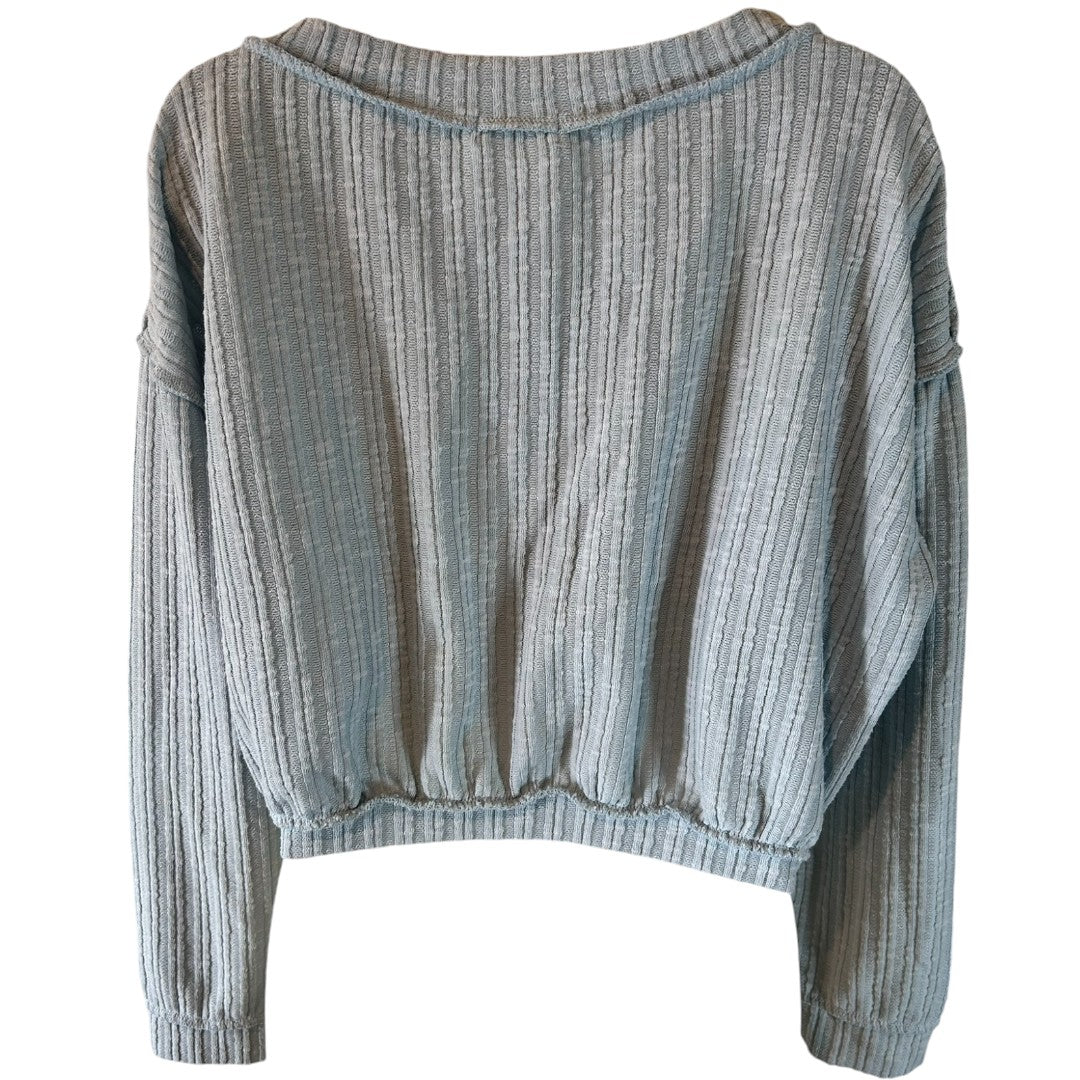 Altard State Ribbed Cropped V-Neck Long Sleeve Sweater Casual Loungewear