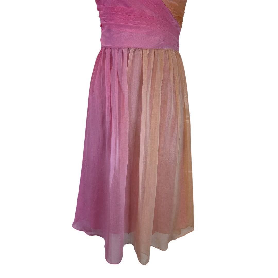 London Times Ombre Pink Peach Chiffon Cocktail Party Dress