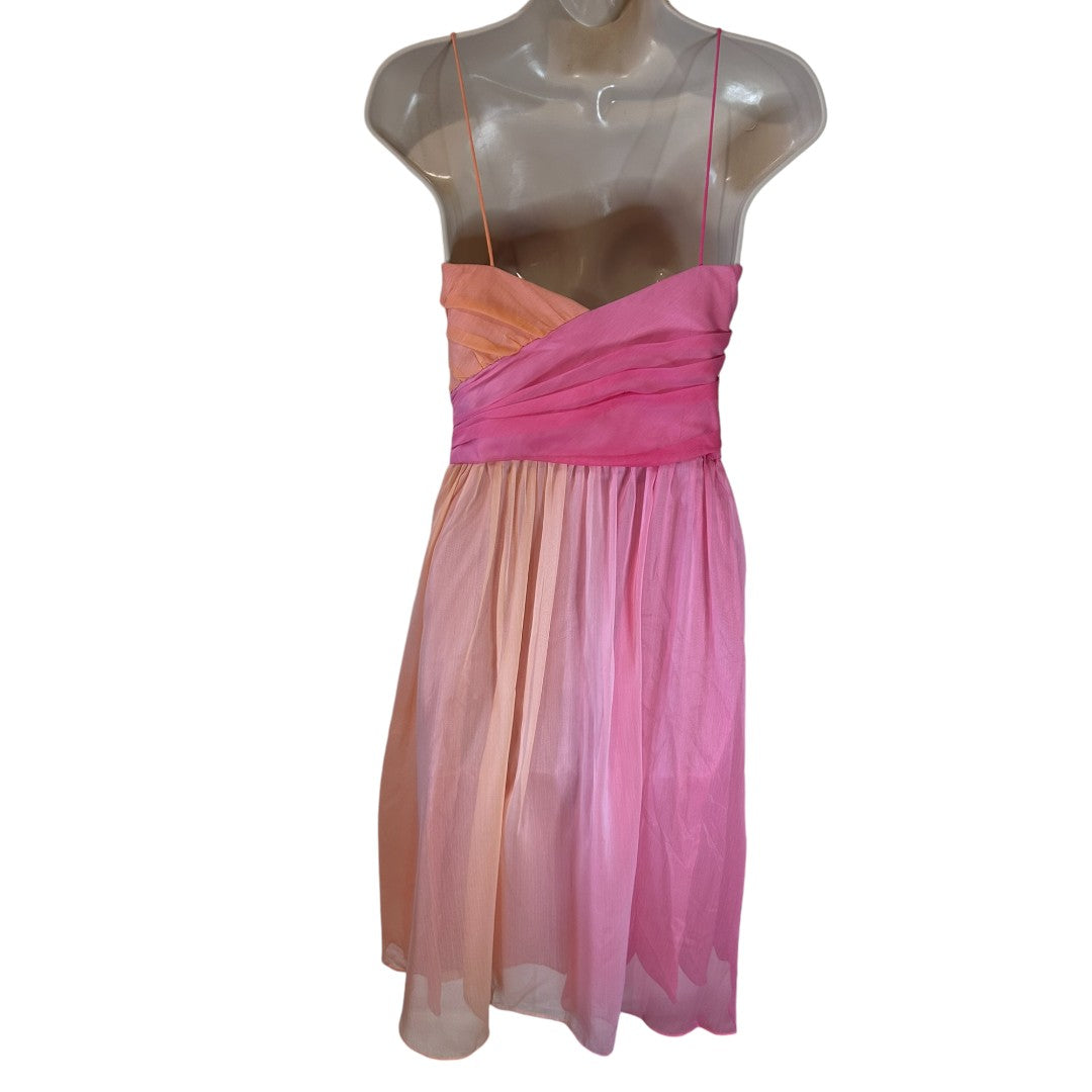 London Times Ombre Pink Peach Chiffon Cocktail Party Dress