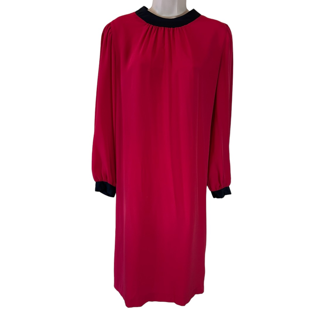 The Kohler Collection Vintage Red Dress with Black Trim Long Sleeve Two Piece