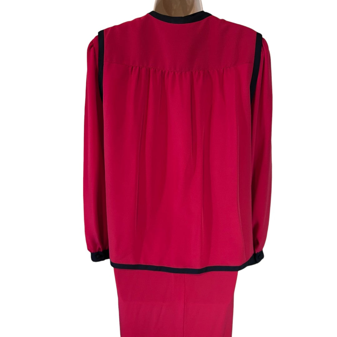 The Kohler Collection Vintage Red Dress with Black Trim Long Sleeve Two Piece