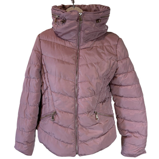 Sweet Look Blush Pink Quilted Puffer Jacket with Hood and Zip Details