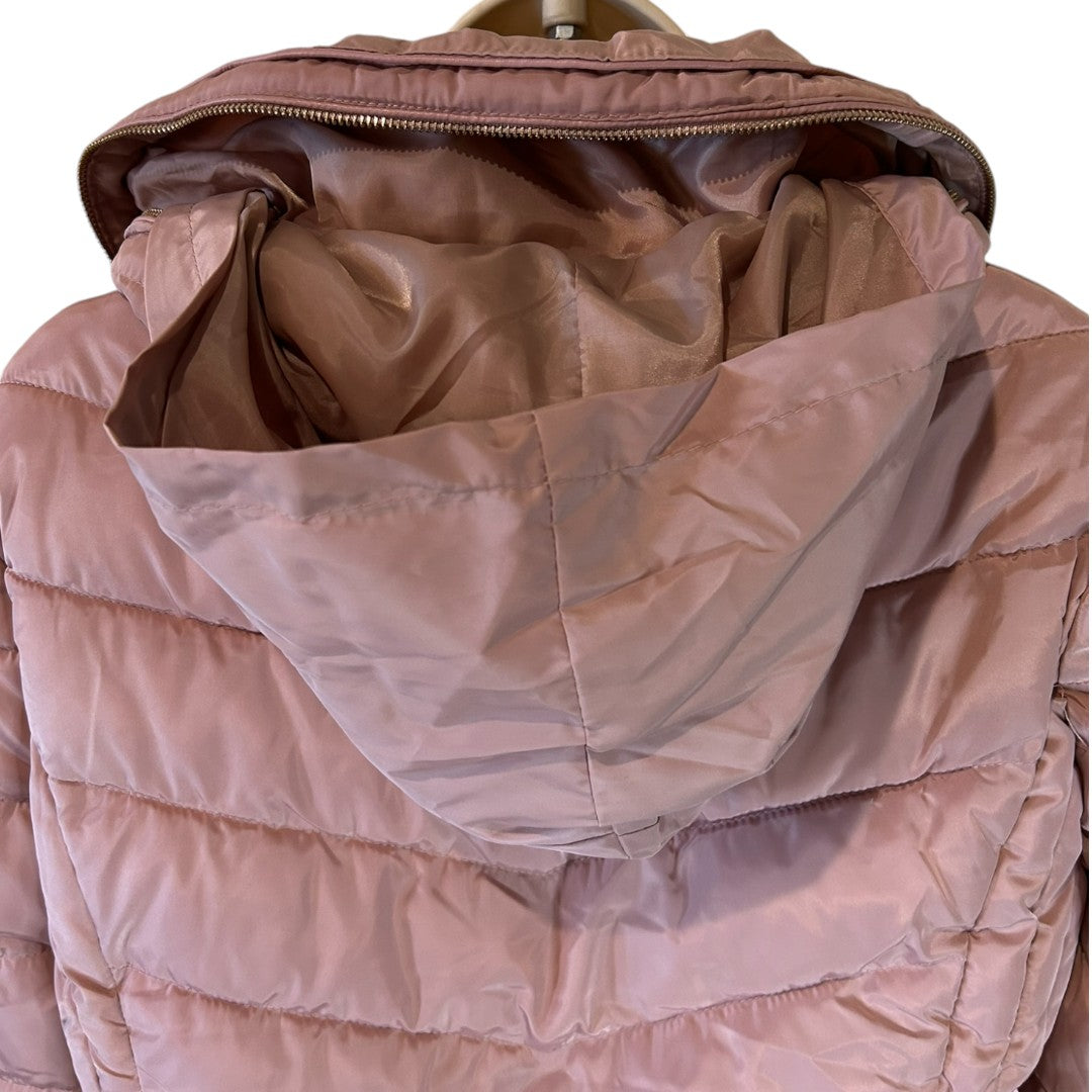 Sweet Look Blush Pink Quilted Puffer Jacket with Hood and Zip Details