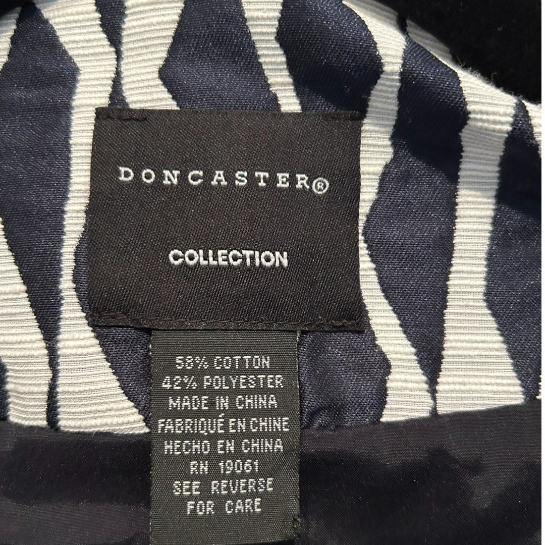 Doncaster Collection Geometric Print Button-Front Jacket Black White Pattern