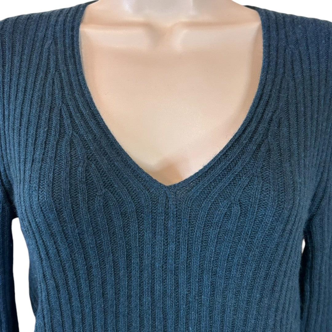 Banana Republic Italian Yarn Ribbed V-Neck Merino Wool Cashmere Sweater