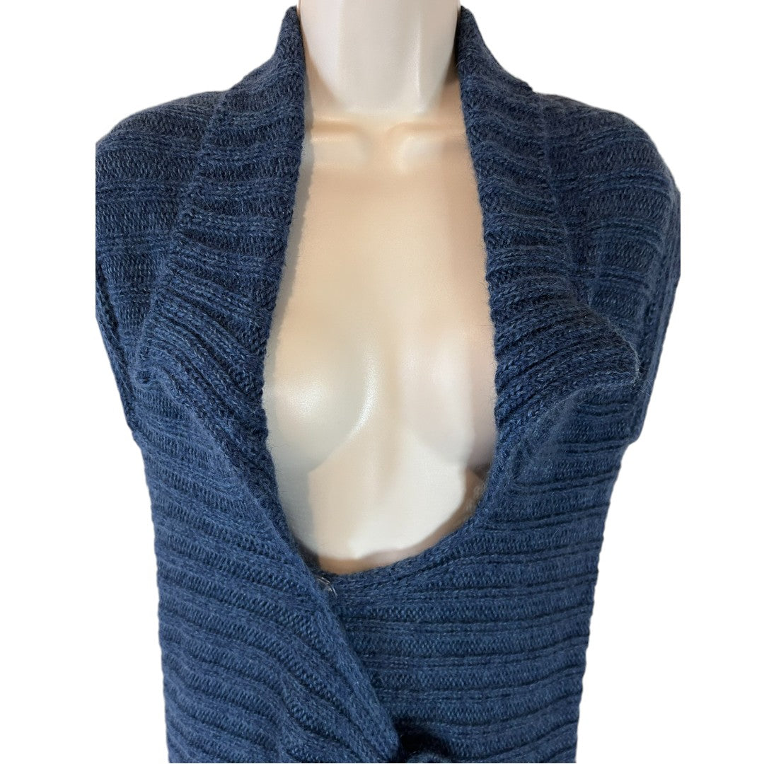 Blumera Italian Luxury Knit Wrap Vest with Twist Detail Blue