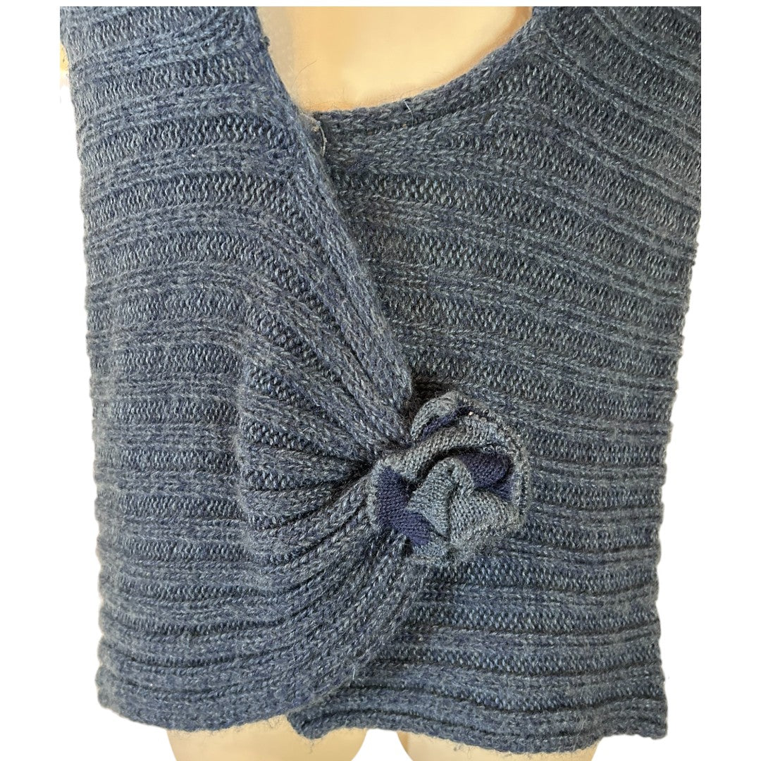 Blumera Italian Luxury Knit Wrap Vest with Twist Detail Blue