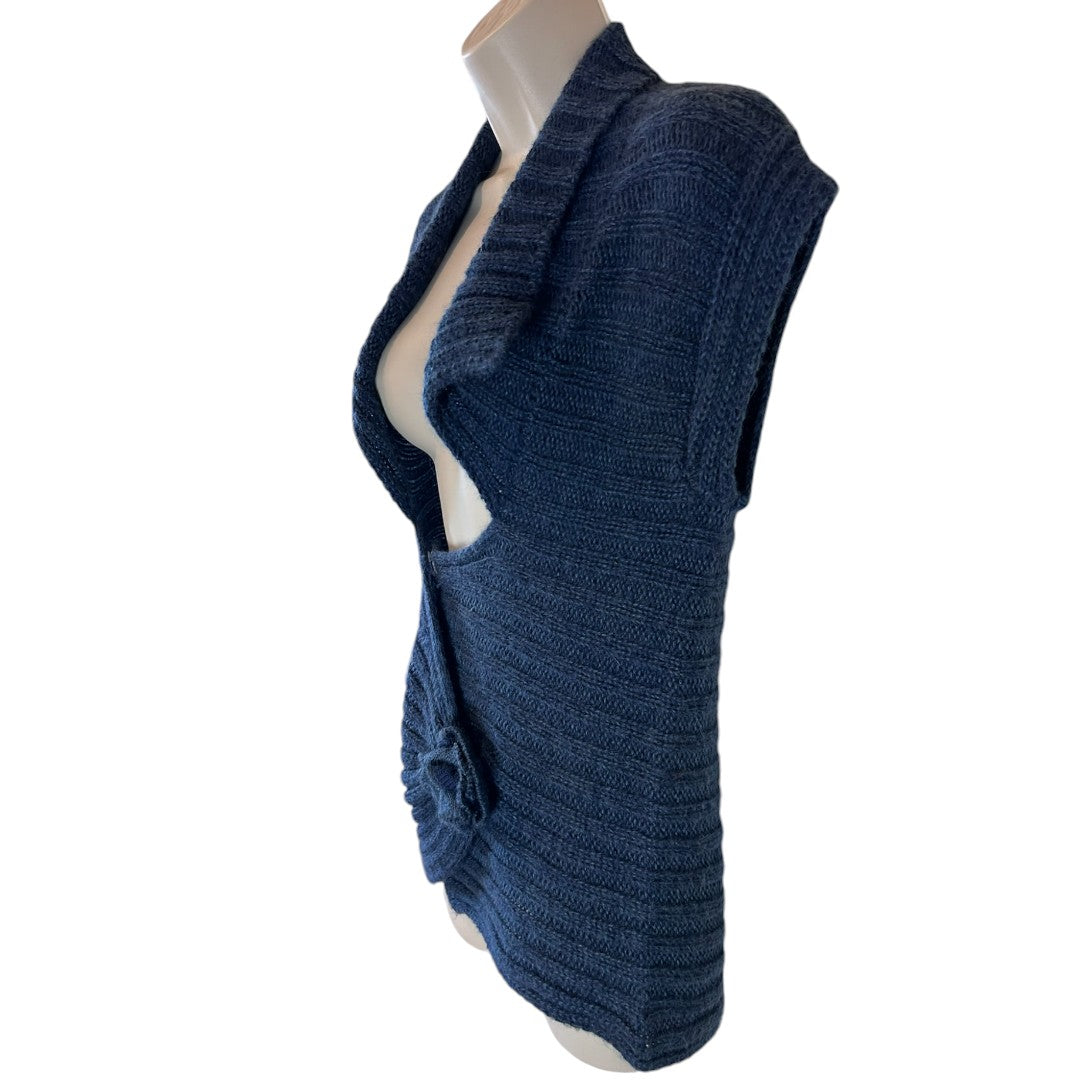 Blumera Italian Luxury Knit Wrap Vest with Twist Detail Blue