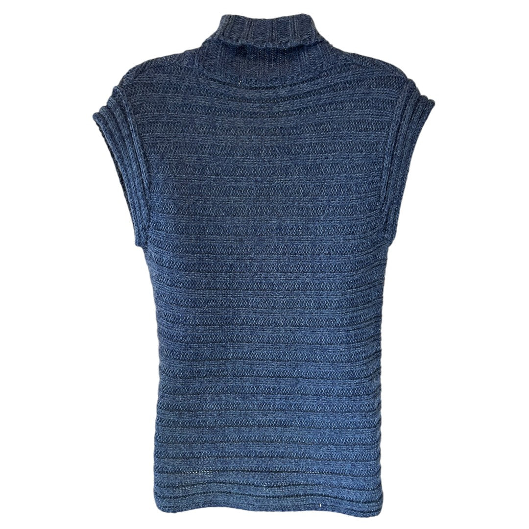 Blumera Italian Luxury Knit Wrap Vest with Twist Detail Blue