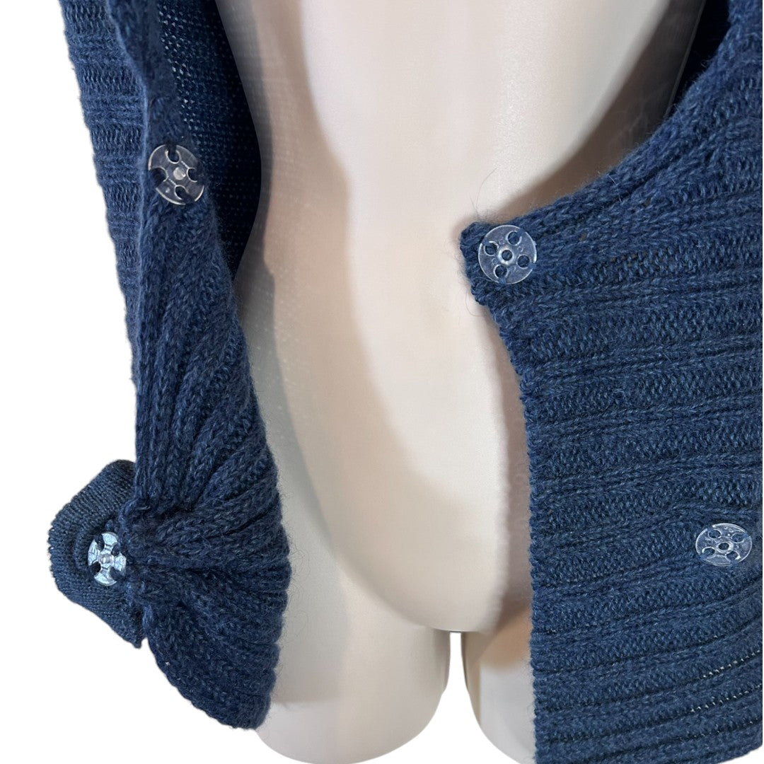 Blumera Italian Luxury Knit Wrap Vest with Twist Detail Blue