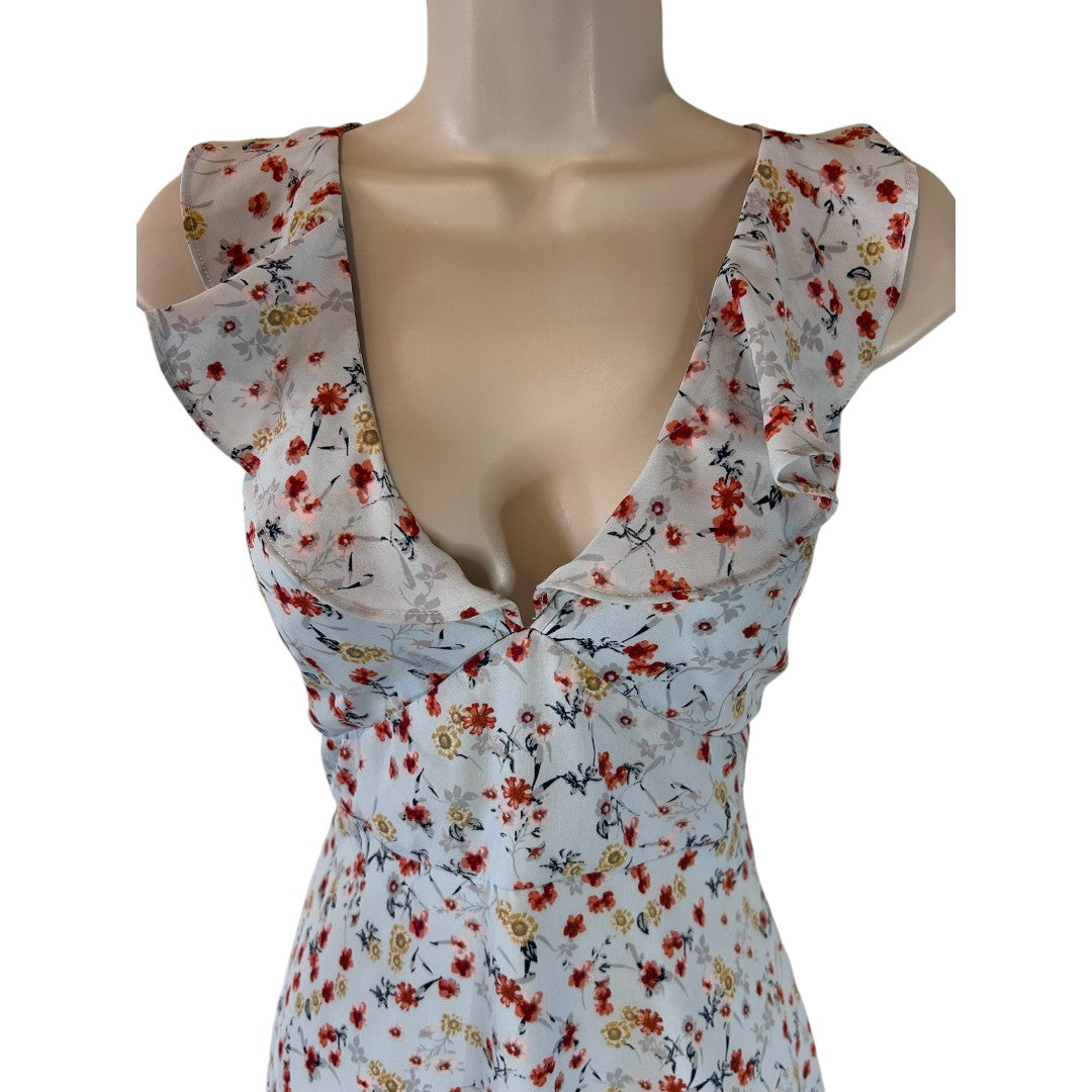 Lulus Floral Print Ruffle Strap Mini Dress White Red Yellow Summer Party