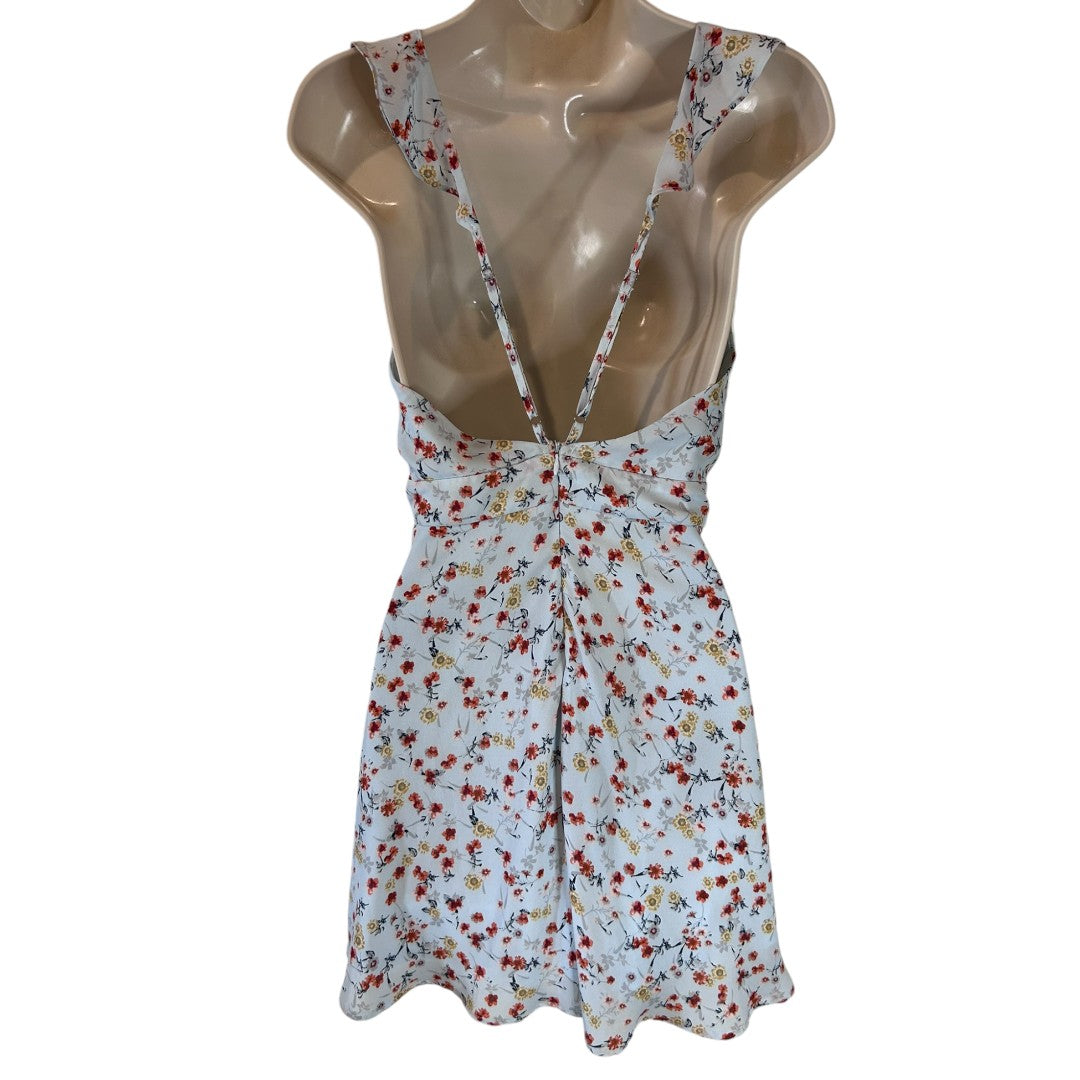 Lulus Floral Print Ruffle Strap Mini Dress White Red Yellow Summer Party