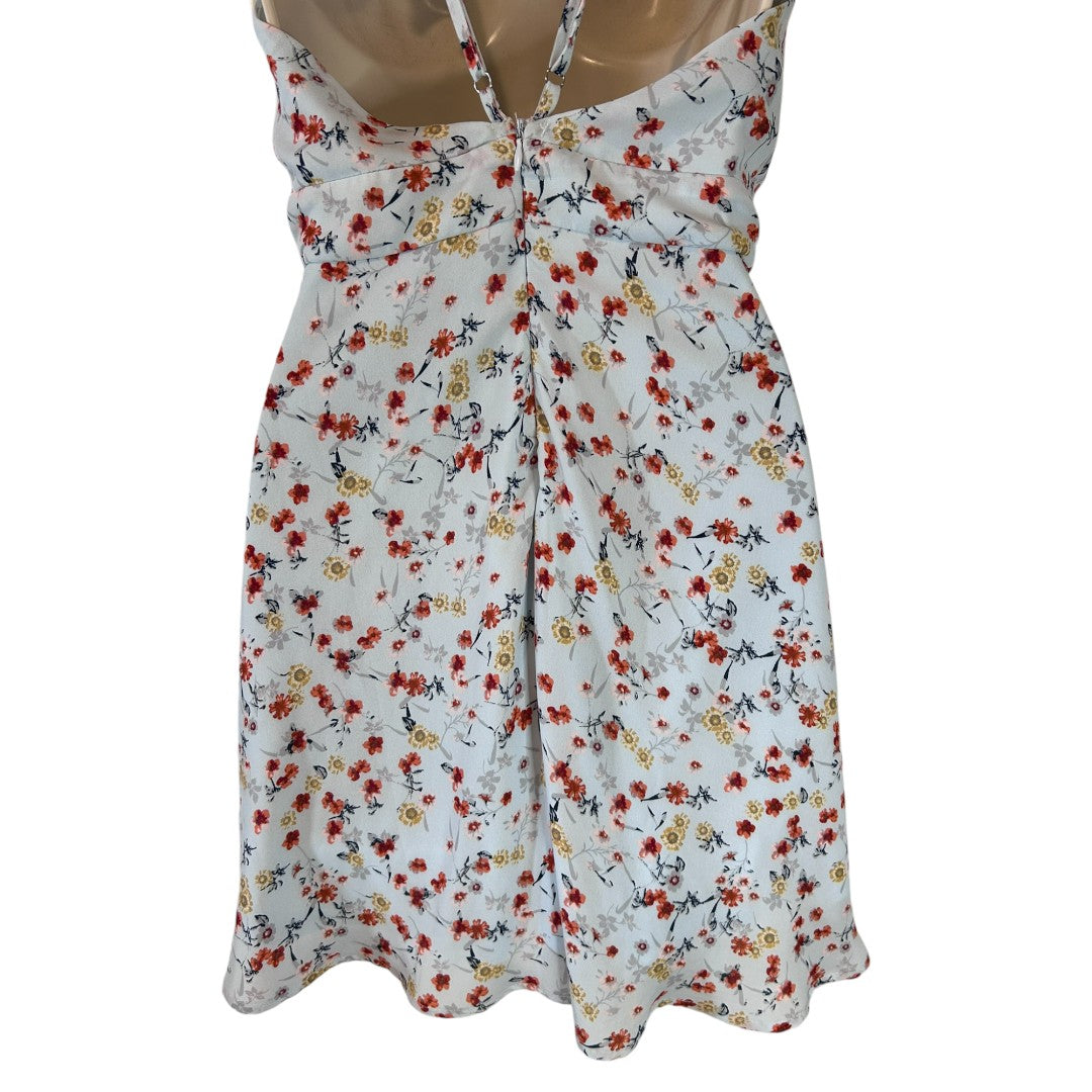 Lulus Floral Print Ruffle Strap Mini Dress White Red Yellow Summer Party