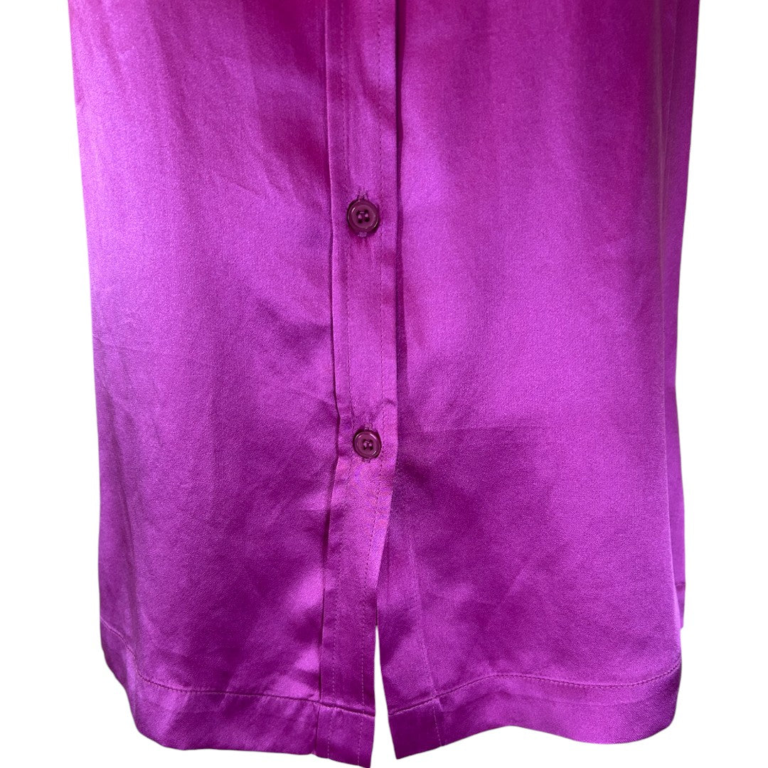 Chadwick's Luxurious Purple 100% Silk Sleeveless Button-Down Blouse