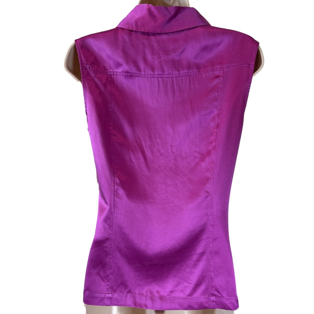 Chadwick's Luxurious Purple 100% Silk Sleeveless Button-Down Blouse