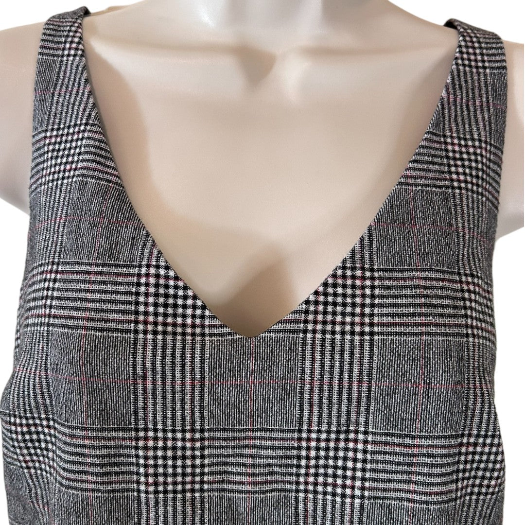 Banana Republic Classic Plaid V-Neck Tank Top Business Casual Office Wea