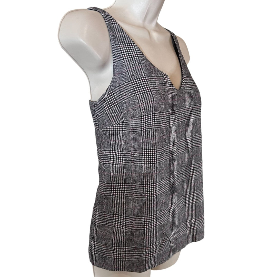 Banana Republic Classic Plaid V-Neck Tank Top Business Casual Office Wea