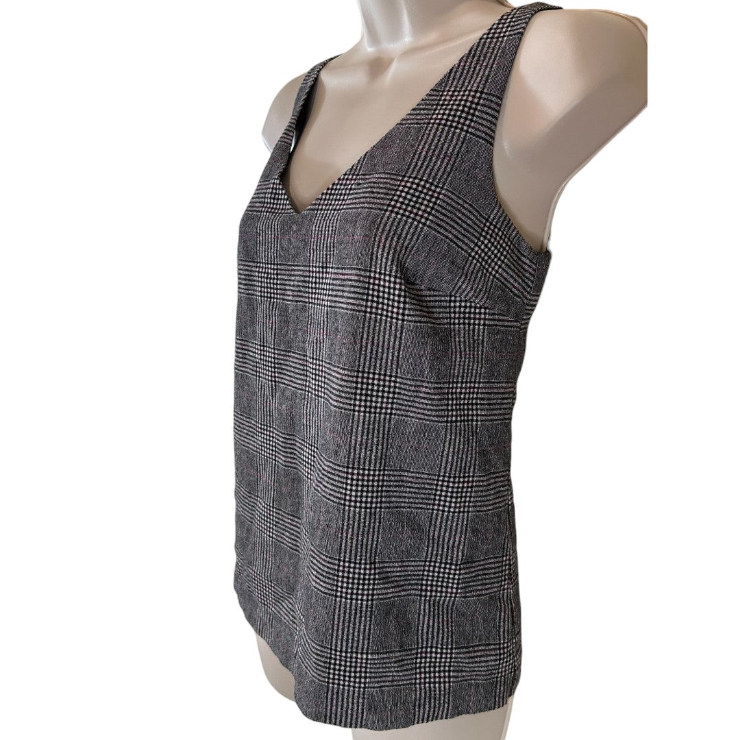 Banana Republic Classic Plaid V-Neck Tank Top Business Casual Office Wea