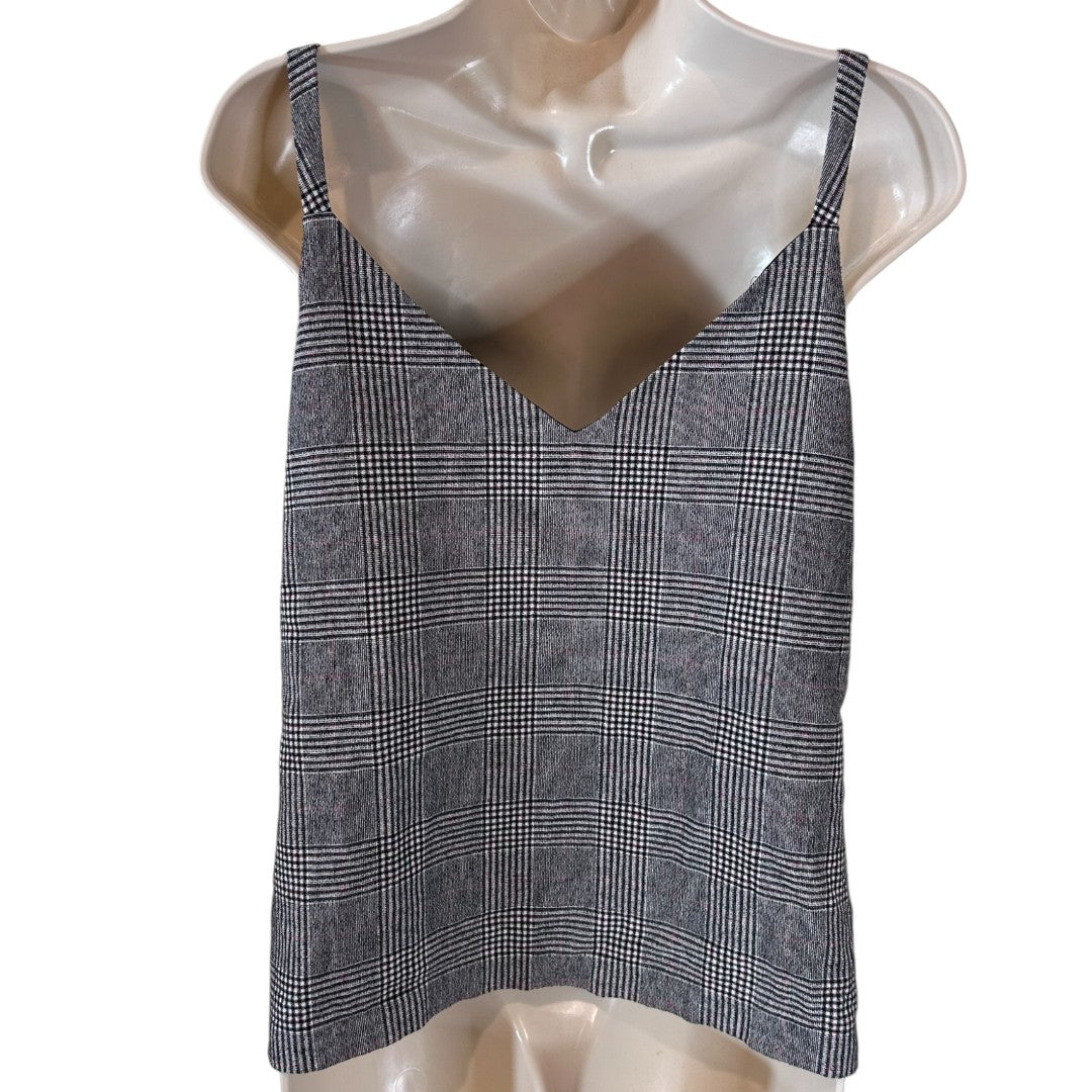 Banana Republic Classic Plaid V-Neck Tank Top Business Casual Office Wea