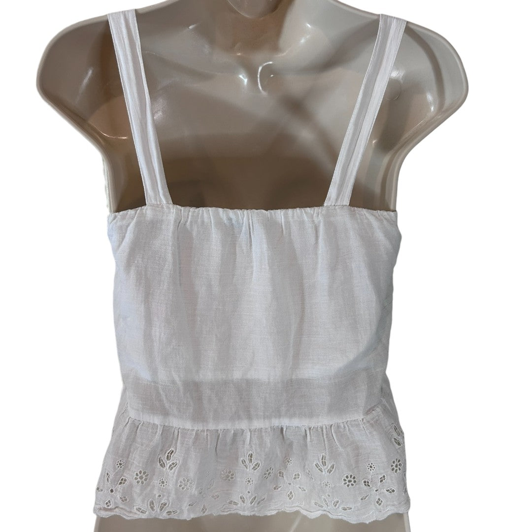 American Eagle White Eyelet Lace Cotton Tank Top Peplum Boho Summer Cami