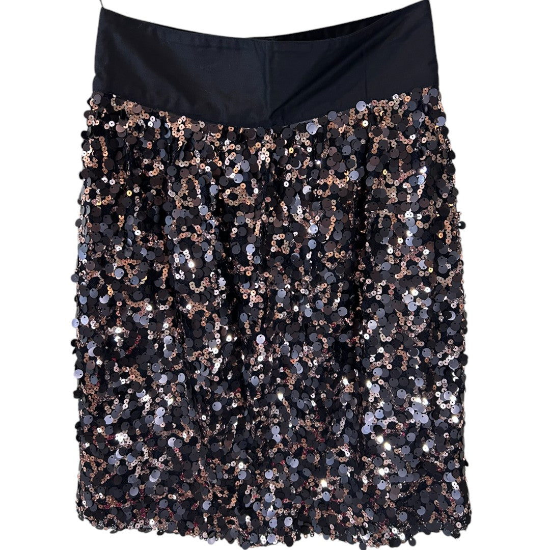 MM Couture Black & Rose Gold Sequin Mini Skirt Party Cocktail Evening