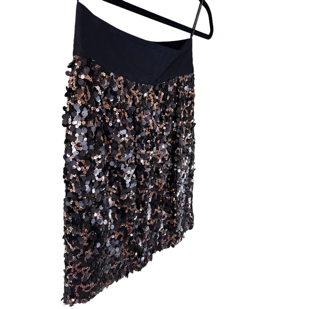 MM Couture Black & Rose Gold Sequin Mini Skirt Party Cocktail Evening