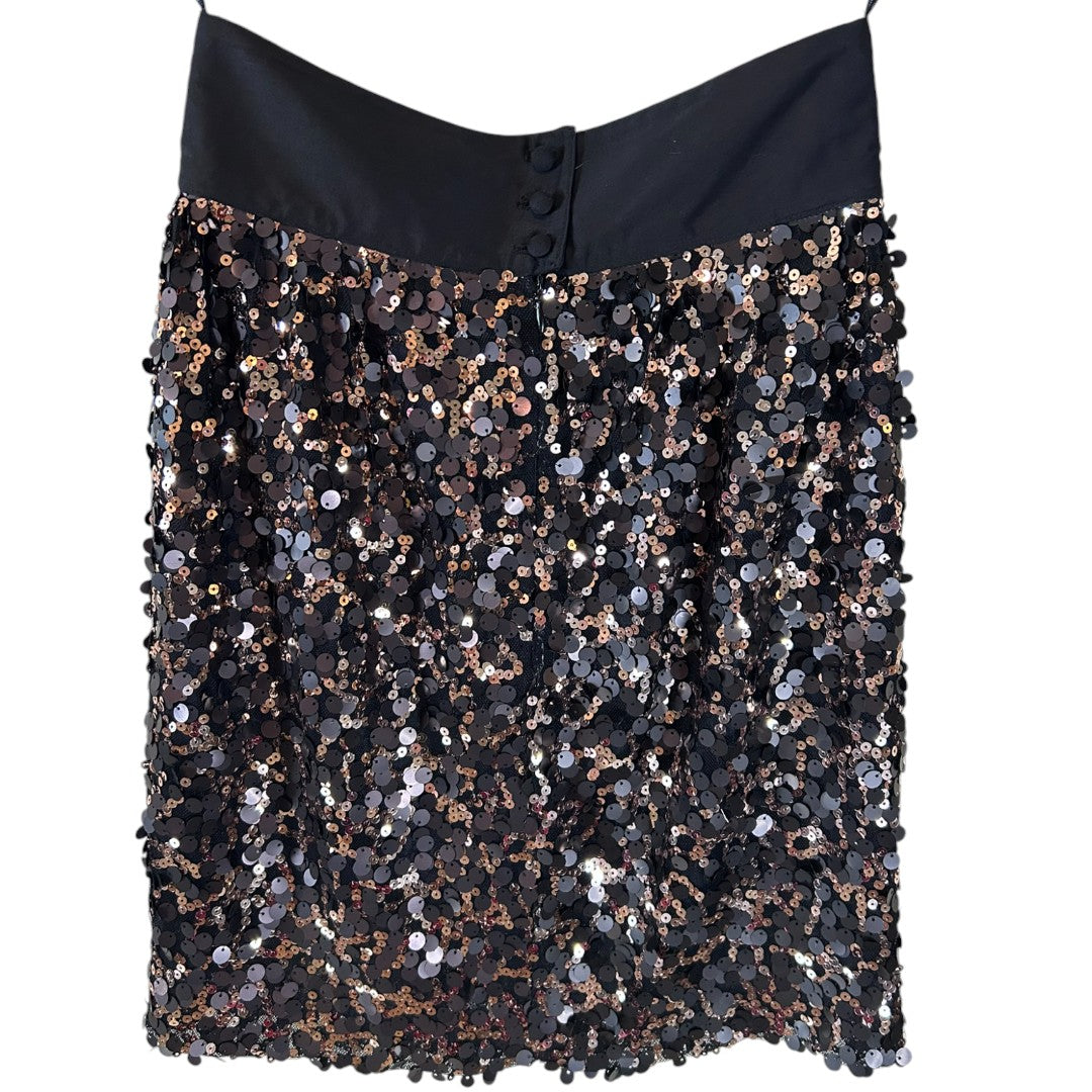 MM Couture Black & Rose Gold Sequin Mini Skirt Party Cocktail Evening